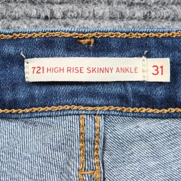 Levi’s 721 High Rise Skinny Ankle Womens 31 Blue Distressed Stretch - Picture 5 of 11